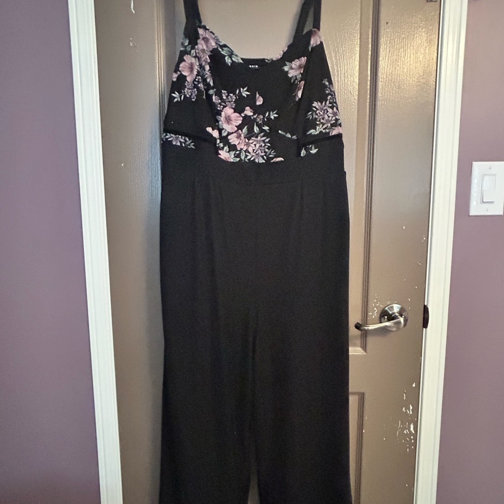Torrid Black Jumpsuit with Floral Accents